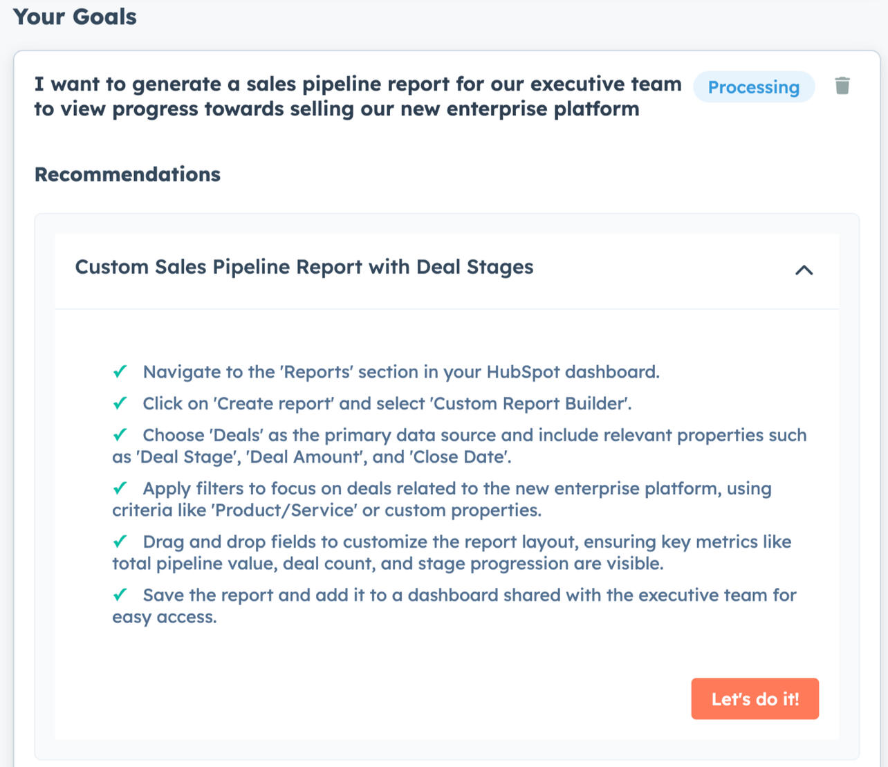 Hubspot AI Dashboard Prototype