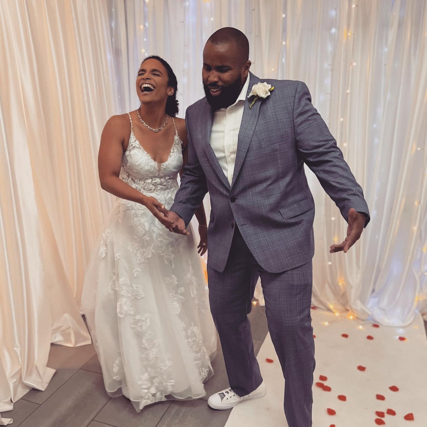 Riché and wife at their wedding