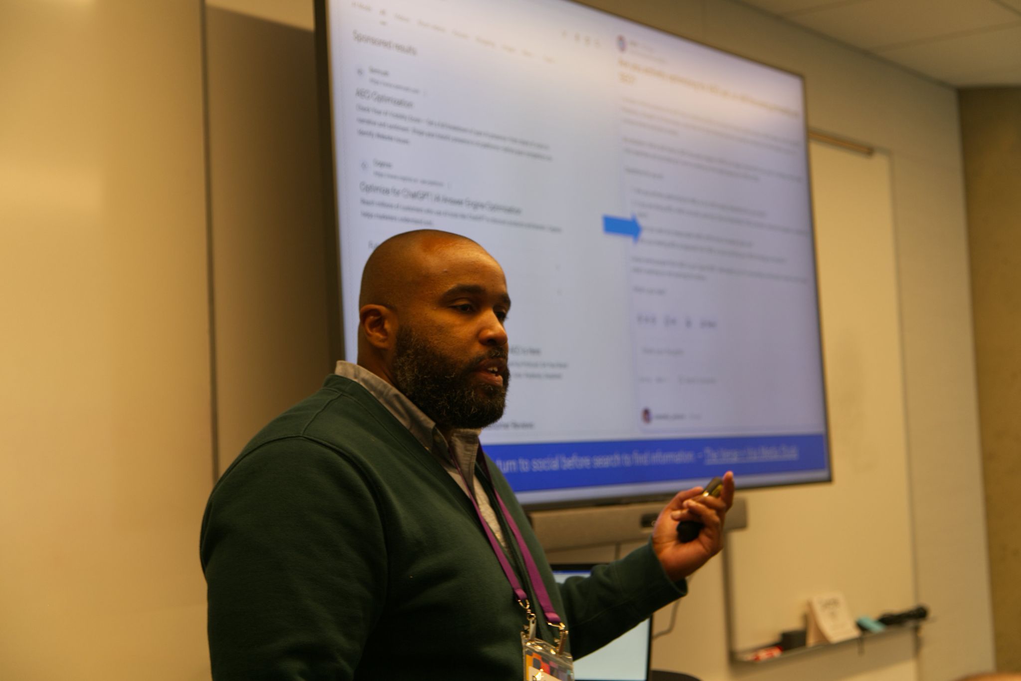 Riché presenting on AEO and search optimization